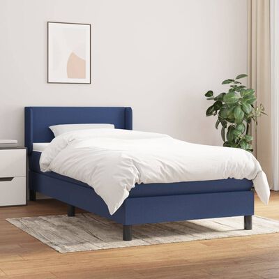 vidaXL Cama box spring con colchón tela azul 80x200 cm