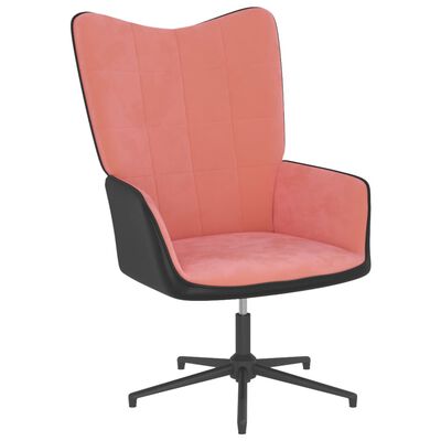 vidaXL Sillón de relax con reposapiés terciopelo y PVC rosa