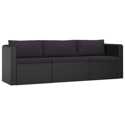 vidaXL Set muebles de jardín 8 piezas y cojines ratán sintético negro