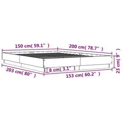 vidaXL Estructura de cama con luces LED roble Sonoma 150x200 cm