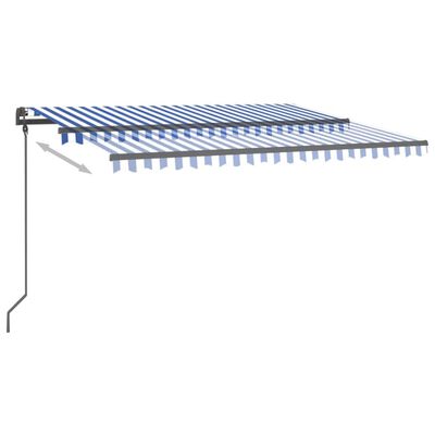 vidaXL Toldo manual retráctil con LED azul y blanco 4x3,5 m