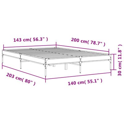 vidaXL Estructura de cama madera de ingeniería y metal negro 140x200cm