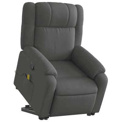 vidaXL Silla de masaje reclinable de pie de tela gris oscuro