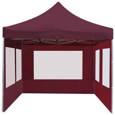 vidaXL Carpa plegable profesional y paredes aluminio rojo tinto 6x3m