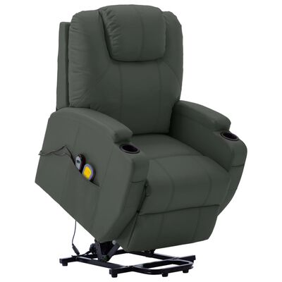 vidaXL Sillón elevable de cuero sintético gris antracita