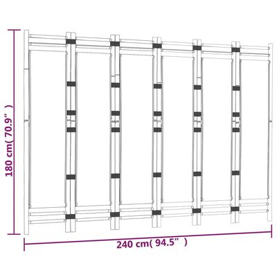 vidaXL Biombo plegable de 6 paneles bambú y lona 240 cm