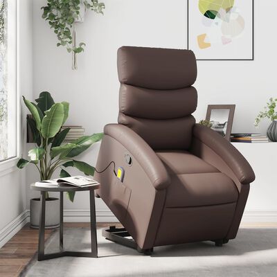 vidaXL Sillón reclinable de masaje de pie de cuero sintético marrón