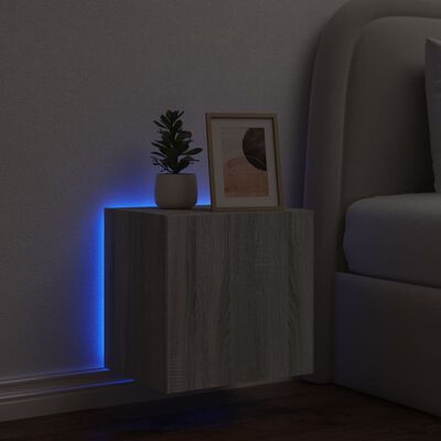 vidaXL Mueble de TV de pared con luces LED gris Sonoma 40,5x35x40 cm