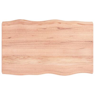 vidaXL Tablero mesa madera tratada borde natural marrón 80x50x(2-6) cm