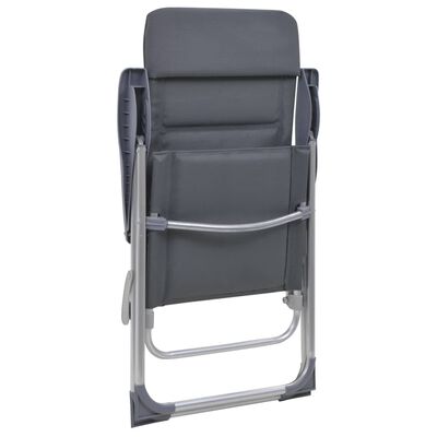 vidaXL Sillas de camping de aluminio 2 unidades gris 58x69x111 cm