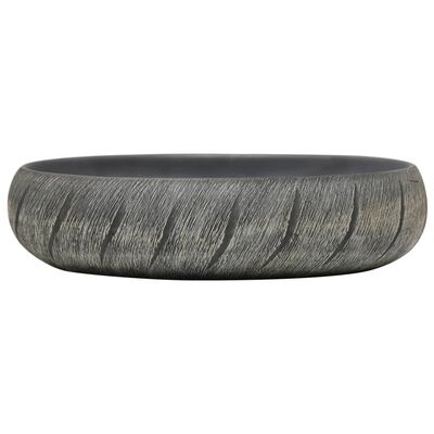vidaXL Lavabo sobre encimera ovalado cerámica negro y gris 59x40x15 cm