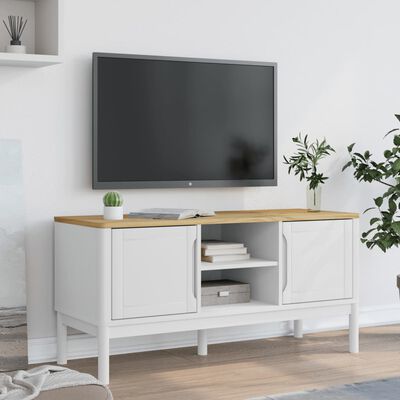 vidaXL Mueble de TV FLORO madera maciza de pino blanco 114x43x55 cm