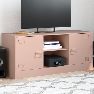 vidaXL Mueble para TV de acero rosa 99x39x44 cm