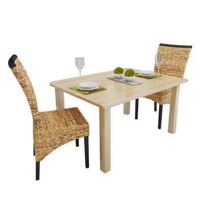 vidaXL Sillas de comedor 2 unidades madera maciza de mango y abacá