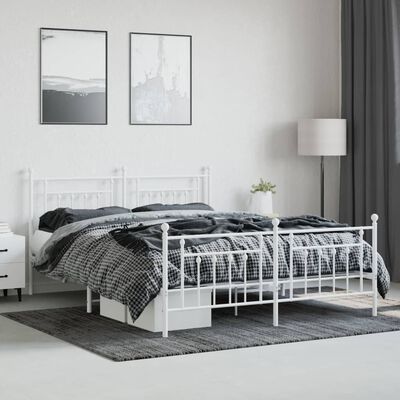 vidaXL Estructura cama sin colchón con estribo metal blanco 180x200 cm