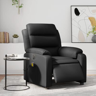 vidaXL Sillón de masaje reclinable eléctrico cuero sintético negro