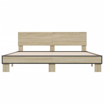 vidaXL Estructura cama madera ingeniería metal roble Sonoma 180x200 cm