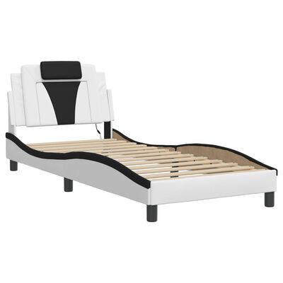 vidaXL Estructura cama con LED cuero sintético blanco negro 80x200 cm