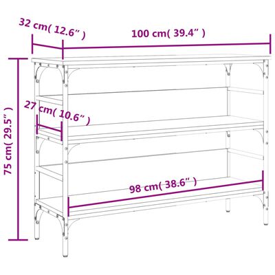 vidaXL Mesa consola madera de ingeniería marrón roble 100x32x75 cm