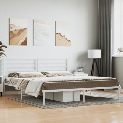 vidaXL Estructura cama sin colchón con cabecero metal blanco 200x200cm