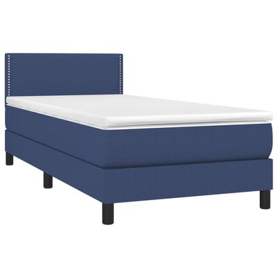 vidaXL Cama box spring colchón y luces LED tela azul 80x200 cm