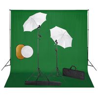 vidaXL Kit estudio fotográfico lámparas sombrillas fondo y reflector