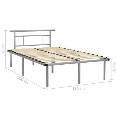 vidaXL Estructura de cama sin colchón metal gris 120x200 cm