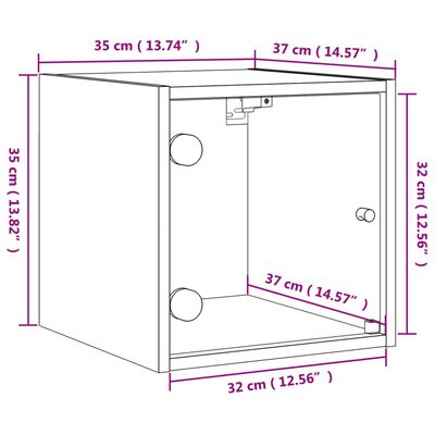 vidaXL Mesitas noche puertas de vidrio 2 uds gris hormigón 35x37x35 cm