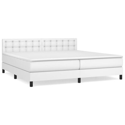 vidaXL Cama box spring con colchón cuero sintético blanco 200x200 cm