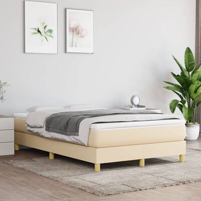 vidaXL Cama box spring con colchón tela color crema 120x200 cm