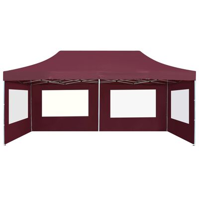 vidaXL Carpa plegable profesional y paredes aluminio rojo tinto 6x3m