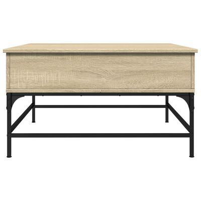 vidaXL Mesa de centro madera ingeniería metal roble Sonoma 80x80x45 cm