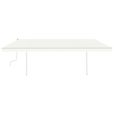 vidaXL Toldo retráctil manual con luz LED crema 5x3 m