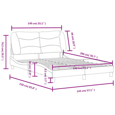 vidaXL Estructura cama cabecero cuero sintético blanco negro 140x200cm