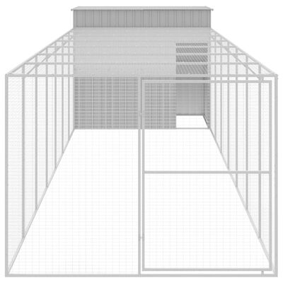 vidaXL Caseta perros corral acero galvanizado gris claro 214x865x181cm