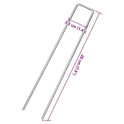 vidaXL Clavijas de tierra forma U 25 uds acero galvanizado 20x3,5 cm