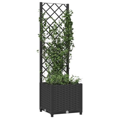 vidaXL Jardinera con enrejado PP negro 40x40x136 cm