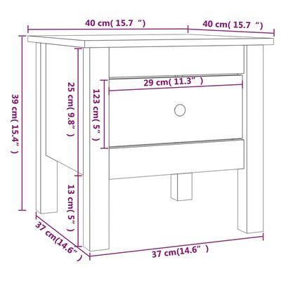 vidaXL Mesa auxiliar 2 uds de madera maciza de pino blanco 40x40x39 cm