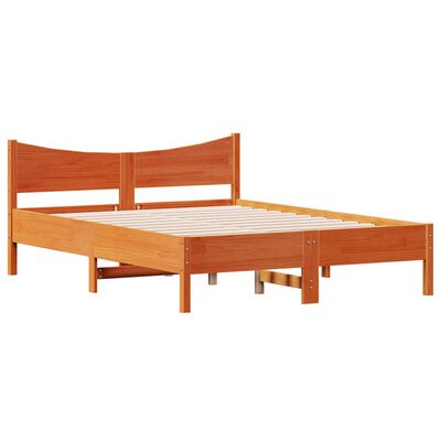 vidaXL Cama sin colchón madera maciza de pino marrón cera 140x190 cm