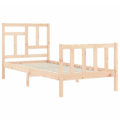 vidaXL Estructura de cama con cabecero madera maciza 90x200 cm