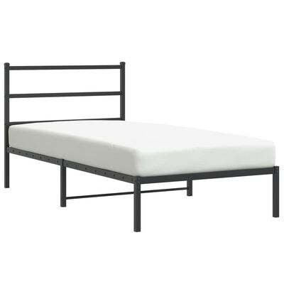 vidaXL Estructura cama sin colchón con cabecero metal negro 100x190 cm