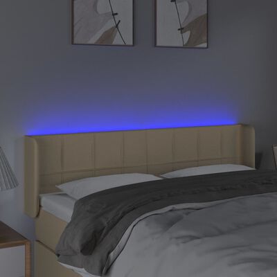 vidaXL Cabecero con LED de tela crema 147x16x78/88 cm