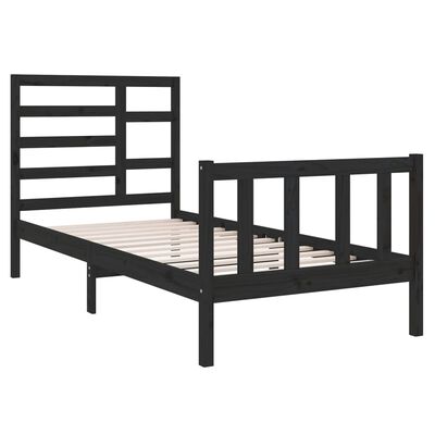 vidaXL Estructura de cama individual madera maciza negra 90x190 cm