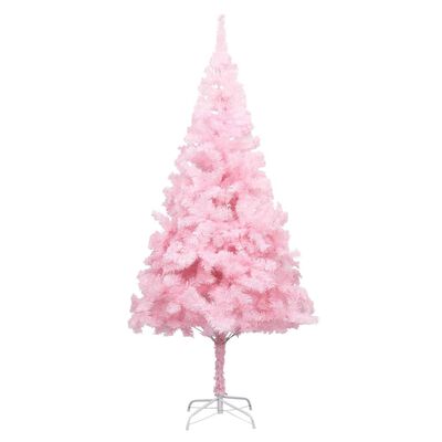 vidaXL Árbol de Navidad preiluminado con luces y bolas rosa 210 cm