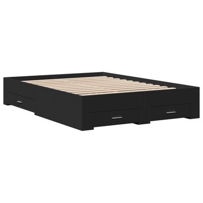 vidaXL Cama con cajones madera de ingeniería negro 135x190 cm