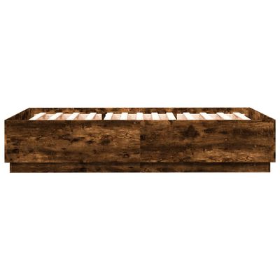 vidaXL Estructura cama con luces LED madera roble ahumado 150x200 cm