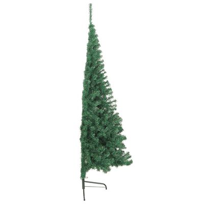 vidaXL Medio árbol de Navidad artificial con soporte PVC verde 210 cm