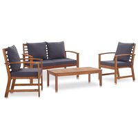 vidaXL Muebles de jardín 4 piezas con cojines madera acacia maciza