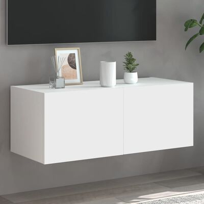 vidaXL Mueble de TV de pared con luces LED blanco 80x35x31 cm