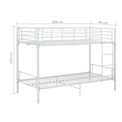 vidaXL Cama litera de metal blanca 90x200 cm